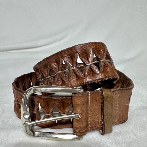Suzi Roher Accessories - SUZI ROHER Brown Leather Braided Silver Buckle Women M /L 40”